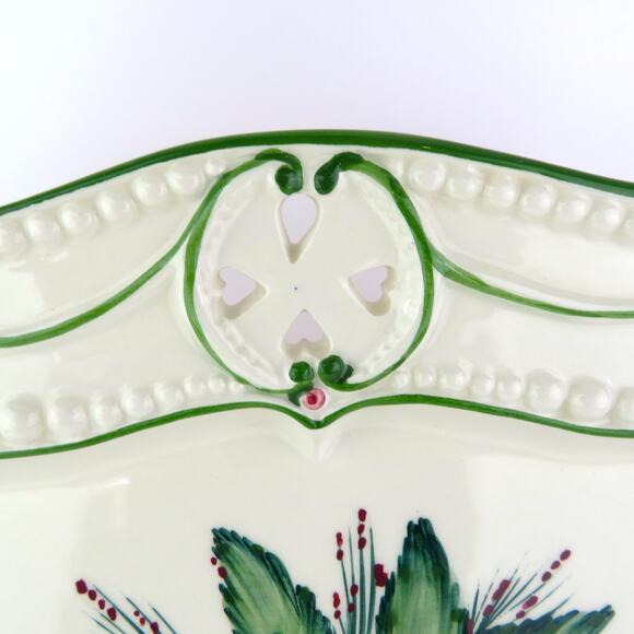 Casafina Portugal Hand Painted Floral Pierced Lace Edge 12.25" Ceramic Platter - Picture 15 of 16